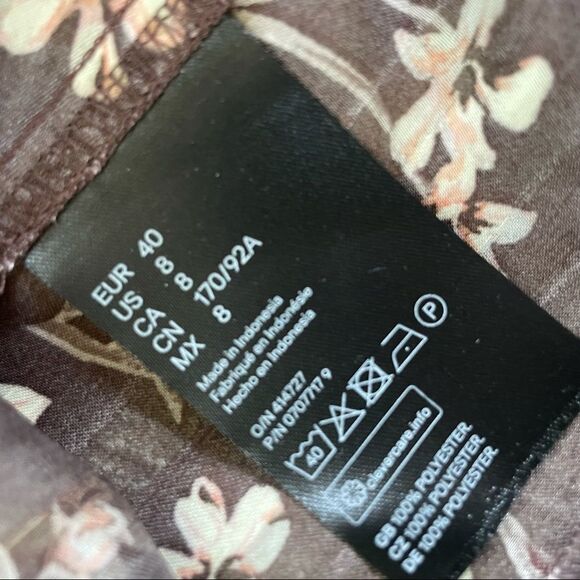 H&M Brown Floral Lightweight Chiffon Top 8 NWT - Picture 8 of 10